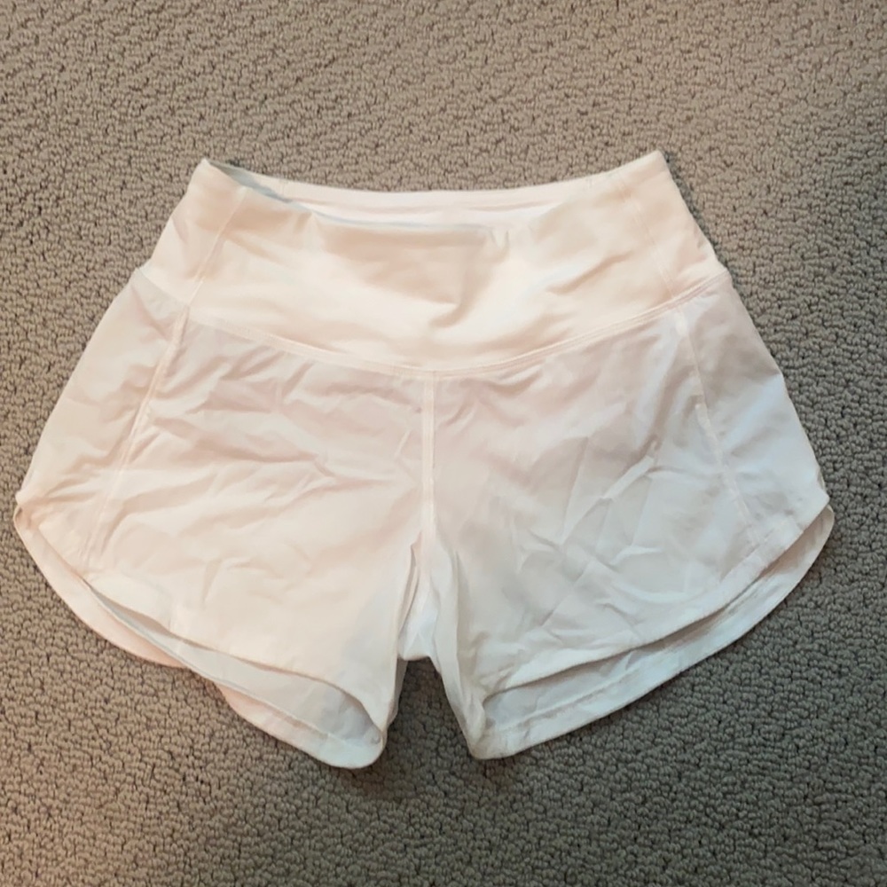 White Lululemon Speed Up Shorts